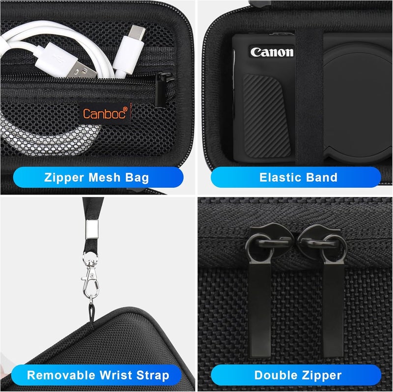 Canboc Case for Canon PowerShot SX740/SX730, Hard Carrying Case + Soft Silicone Protective Cover with Removable Lens Cover, Black - Image 5